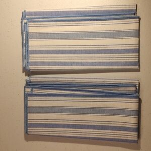 2 Longaberger Fabric Napkins In The Vintage Ticking Fabric/Blue & White Stripe